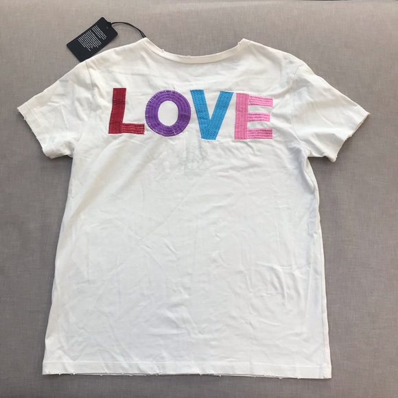 Chaser Rosey Love embroidered distressed tee M - Picture 6 of 8